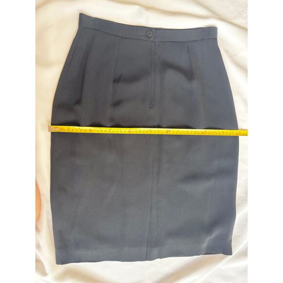 Giorgio Armani Le Collezioni Skirt Sz 10 Knee Length Glam Black Pencil Vintage - Picture 8 of 9